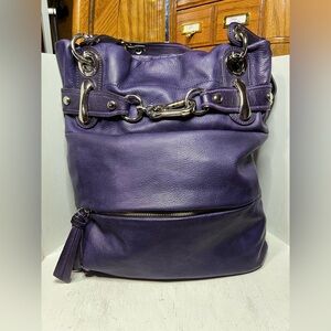 Y2K B Makowsky Large Leather Hobo - Purple